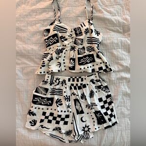 Black and White Patterned Two-Piece Set